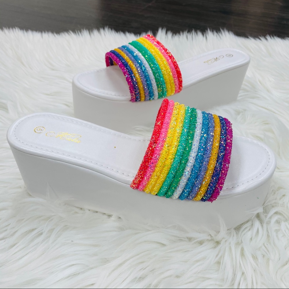 White rainbow platform sandals - Picture 5 of 9